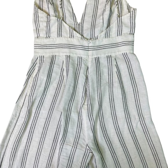 & Other Stories Linen Blend Jumpsuit Stripe White Open Back Size 6 Women's - Picture 9 of 16